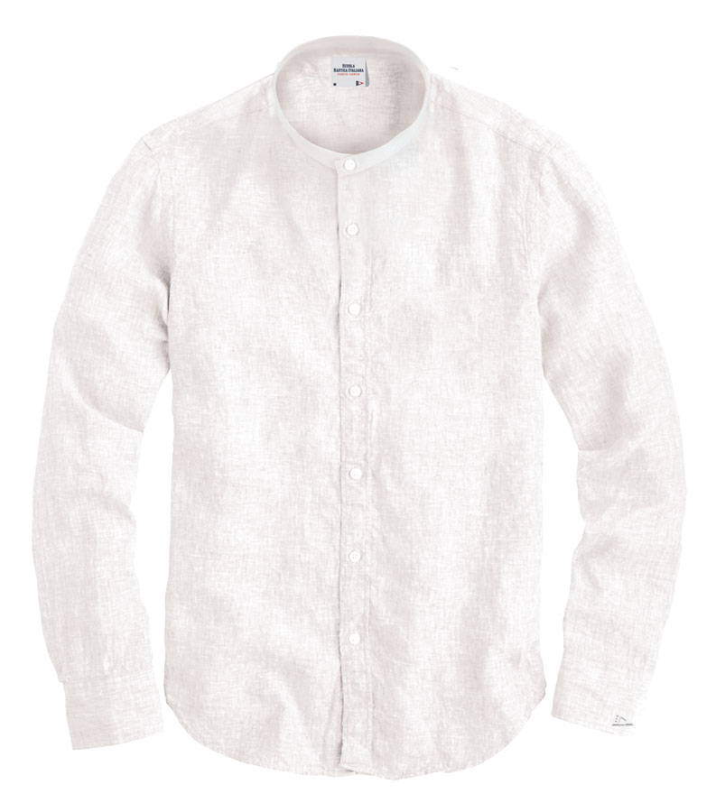 SCUOLA NAUTICA ITALIANA - CAMICIA COREANA PURO LINO WHITE